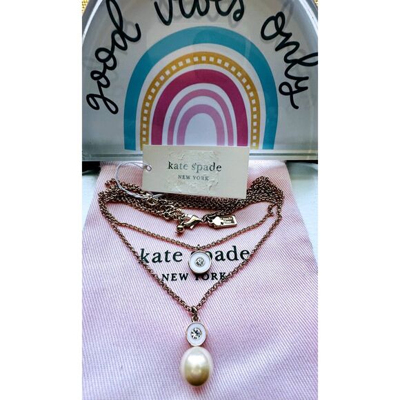 NEW Kate Spade Pearly Delight Pendant Necklace, Rose Gold Plated - Picture 1 of 6